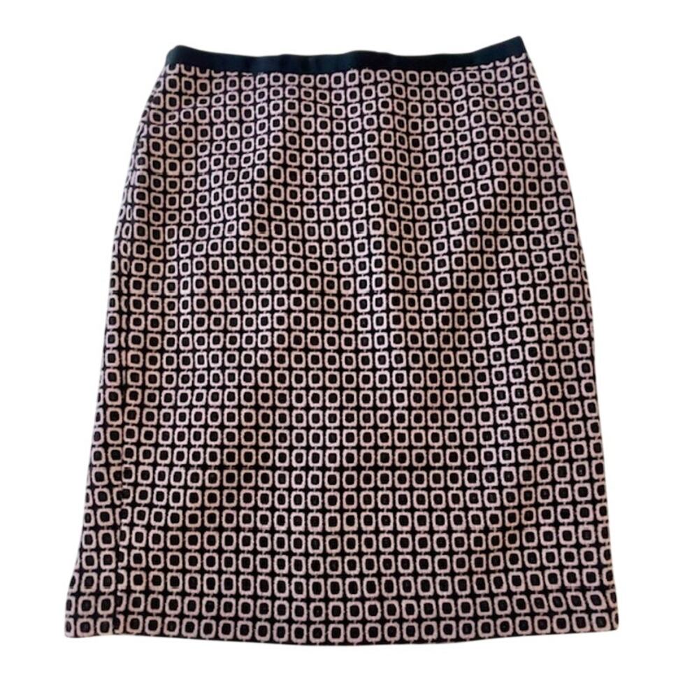 Talbots Size 12 Pink Black Geometric Pencil Skirt Career Classic Chic Timeless